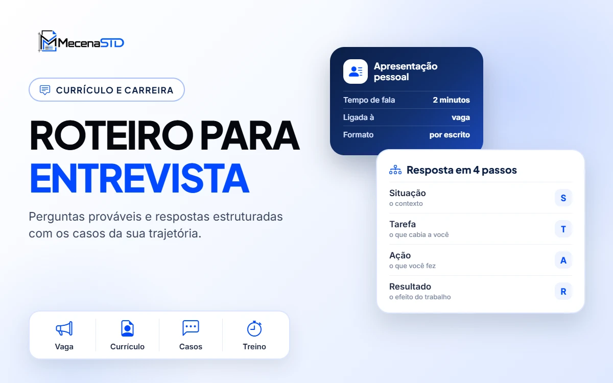Roteiro de preparação para entrevista de emprego com perguntas e respostas - MecenaSTD