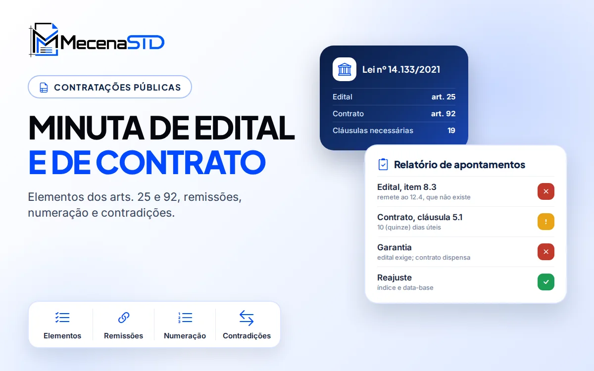 Revisão formal de minuta de edital e de minuta de contrato conforme os arts. 25 e 92 da Lei 14.133/2021 - MecenaSTD