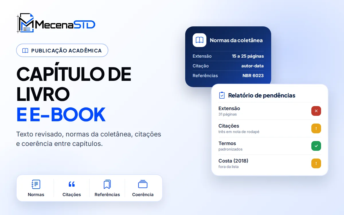 Revisão de capítulo de livro e e-book acadêmico conforme as normas da editora - MecenaSTD