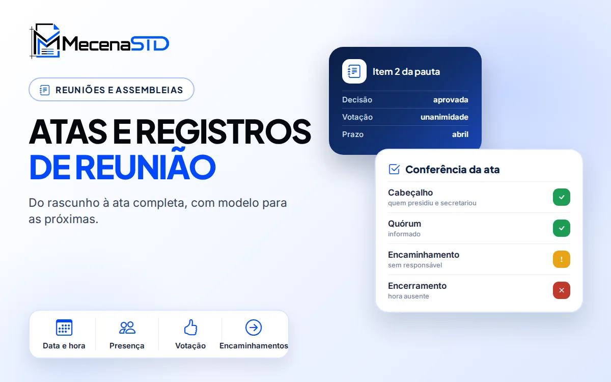 Revisão de ata de reunião e registro de deliberações a partir do rascunho do secretário - MecenaSTD