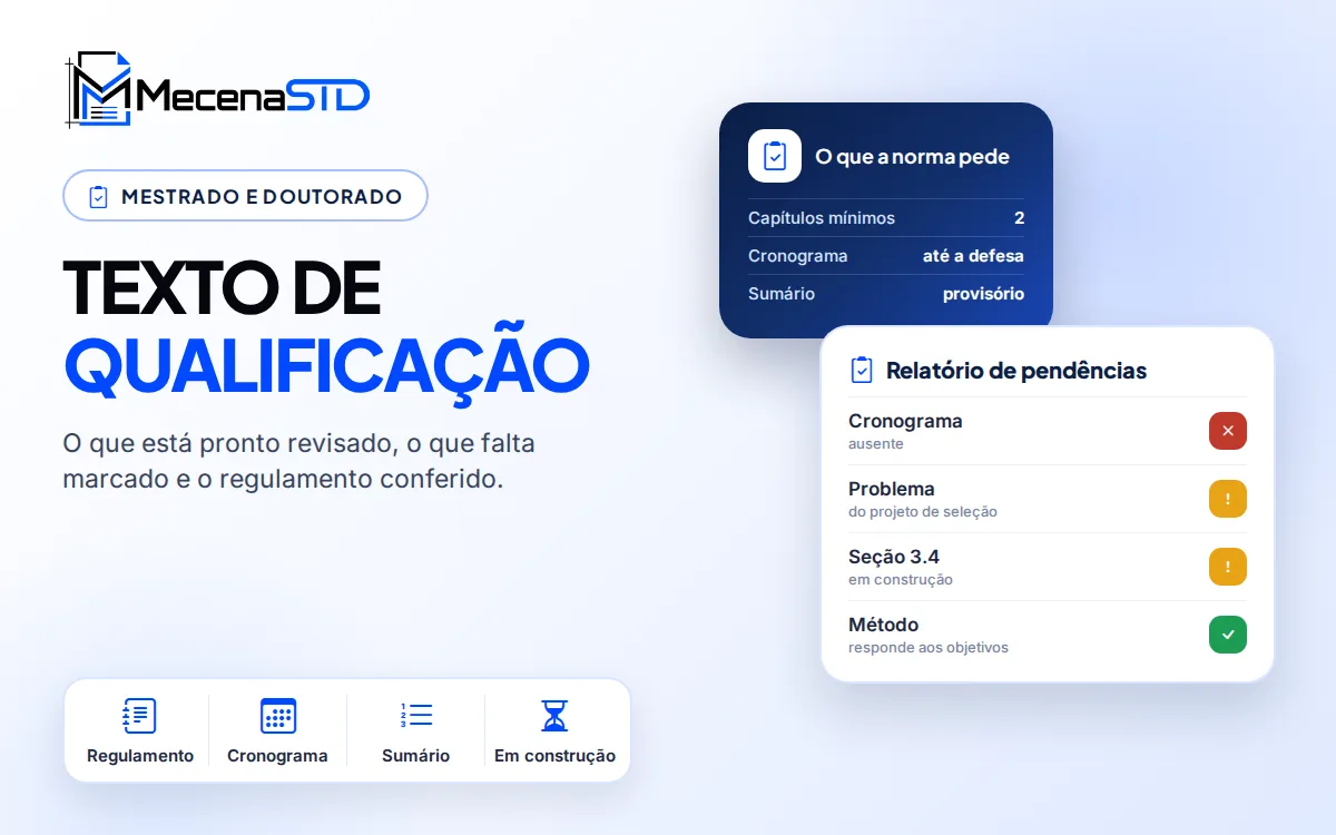 Revisão de texto de qualificação de mestrado e doutorado conforme o regulamento do programa - MecenaSTD